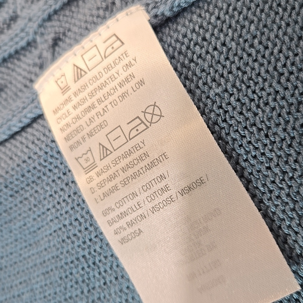 NWOT Belle by Kim Gravel Smoke Blue Cable Knit Cardigan Hip-Length - Picture 8 of 11